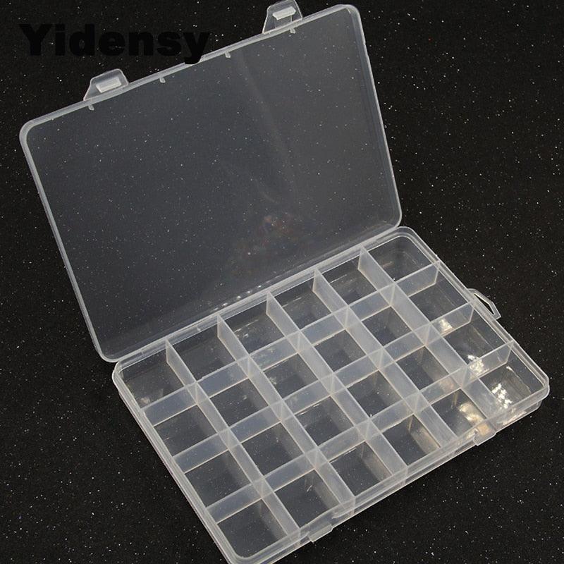1pcs Square Transparent Plastic Storage Box Case 10/24 Slot Adjustable for Jewelry Beads Earring Case Organizer Plastic Pearl Container for Jewelry and Other Cosmetic Products