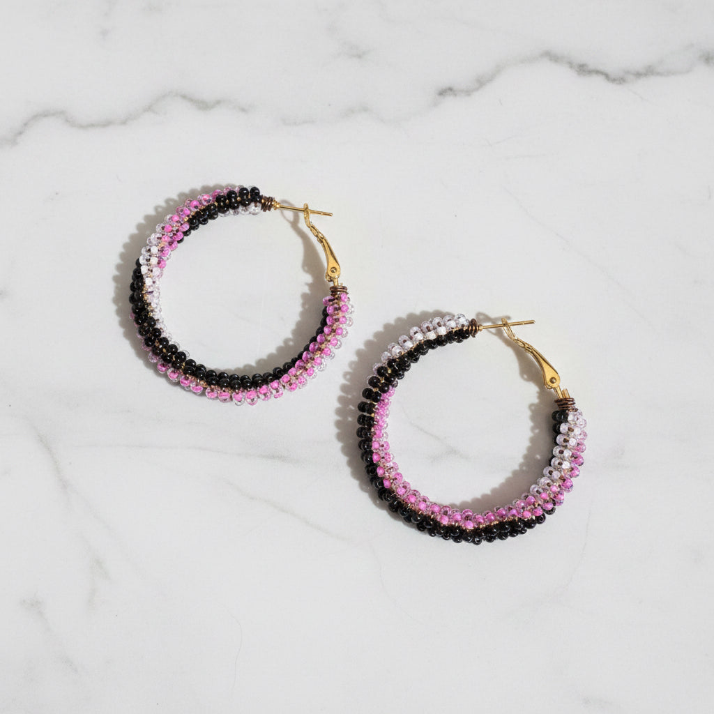 Shadow Amethyst Hoops
