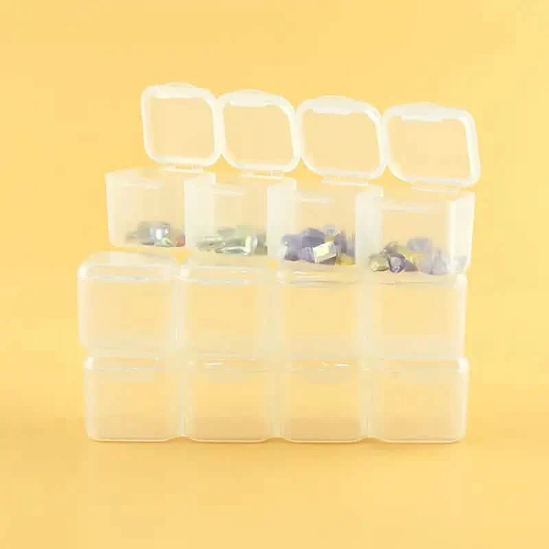 Small 28 Grids Diamond Box Clear Plastic Jewelry Craft Storage Container