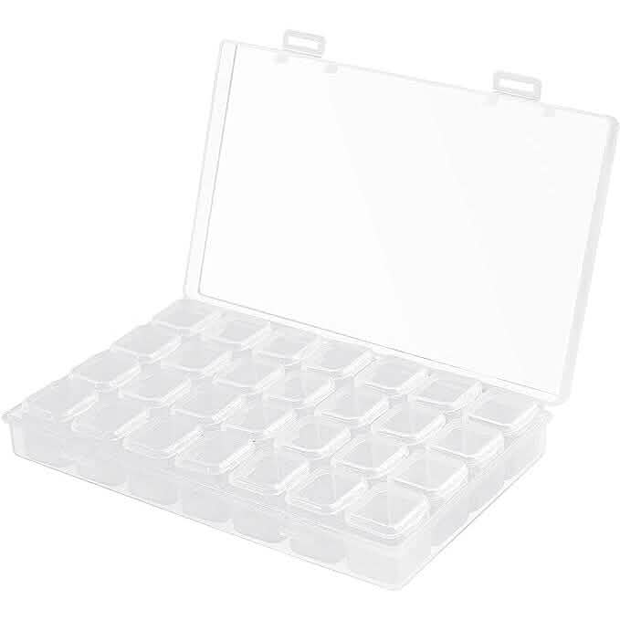 Small 28 Grids Diamond Box Clear Plastic Jewelry Craft Storage Container