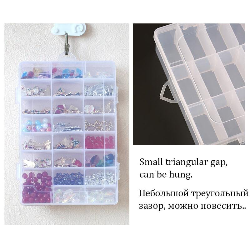 Transparent Plastic Storage Jewelry Box Compartment Adjustable Container For Beads Earring Box For Jewelry Rectangle Box Case Storage Container for Jewelry Beads Earring